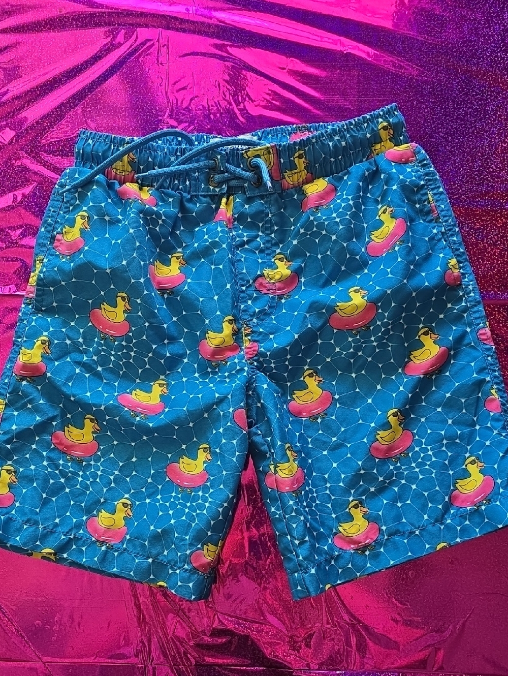 Kids Blue Duck Float Swim Trunks